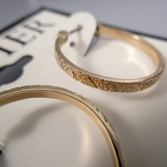 NAPIER Gold Geometric Triangle Diamond Cut Hoop Earrings**NEW! - Picture 3 of 3